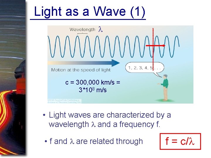 Light as a Wave (1) l c = 300, 000 km/s = 3*108 m/s Light as a Wave (1) l c = 300, 000 km/s = 3*108 m/s