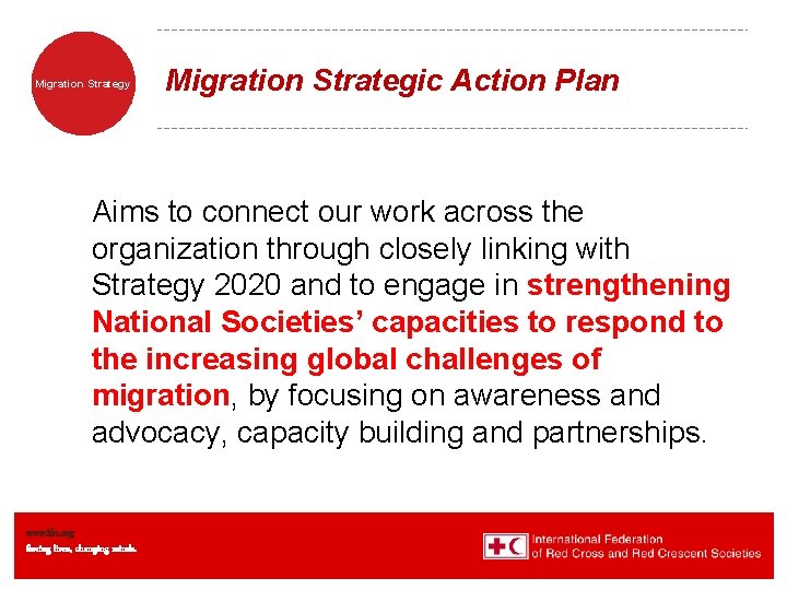 Migration Strategy Migration Strategic Action Plan Aims to connect our work across the organization