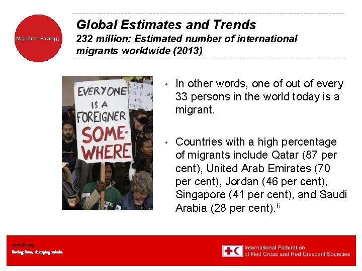 Global Estimates and Trends Migration Strategy www. ifrc. org Saving lives, changing minds. 232