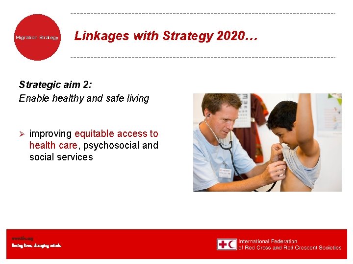 Migration Strategy Linkages with Strategy 2020… Strategic aim 2: Enable healthy and safe living