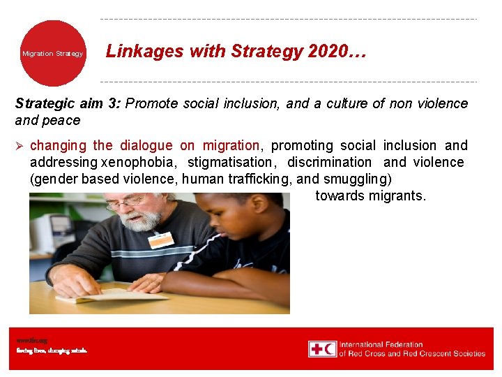 Migration Strategy Linkages with Strategy 2020… Strategic aim 3: Promote social inclusion, and a