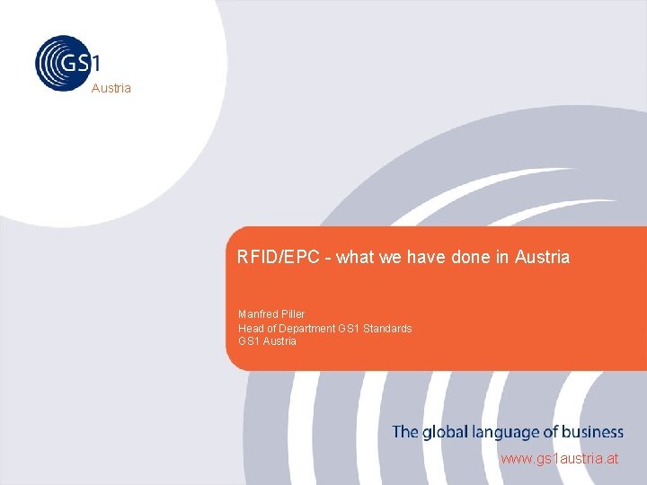 Austria RFID/EPC - what we have done in Austria Manfred Piller Head of Department