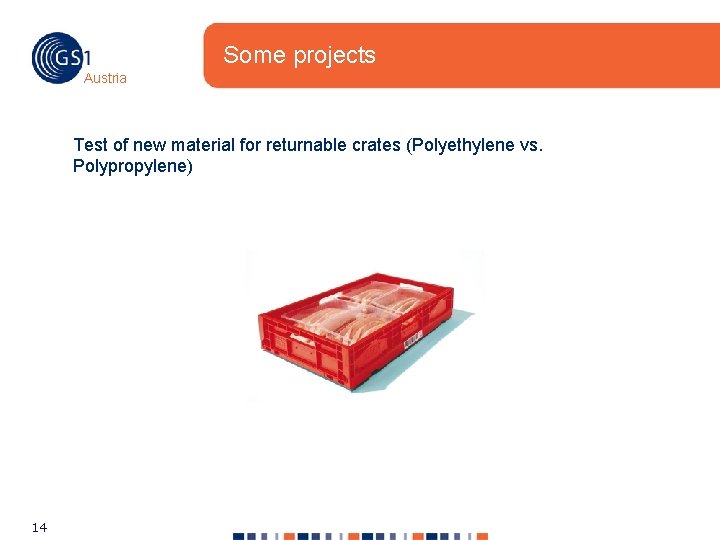 Some projects Austria Test of new material for returnable crates (Polyethylene vs. Polypropylene) 14