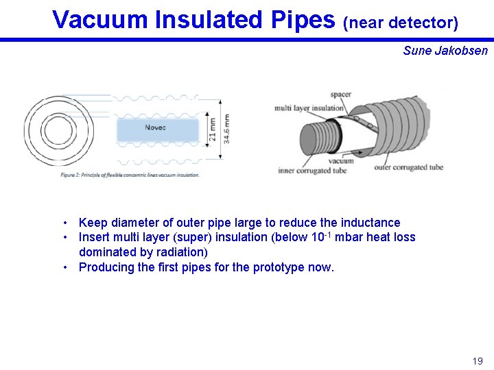 Vacuum Insulated Pipes (near detector) Sune Jakobsen • Keep diameter of outer pipe large Vacuum Insulated Pipes (near detector) Sune Jakobsen • Keep diameter of outer pipe large