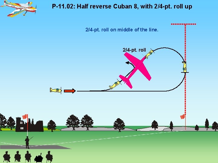 P-11. 02: Half reverse Cuban 8, with 2/4 -pt. roll up 2/4 -pt. roll