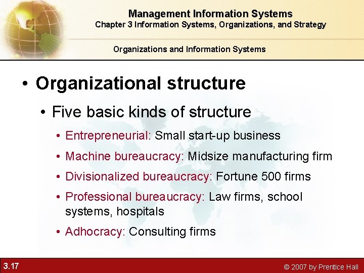 Management Information Systems Chapter 3 Information Systems, Organizations, and Strategy Organizations and Information Systems Management Information Systems Chapter 3 Information Systems, Organizations, and Strategy Organizations and Information Systems