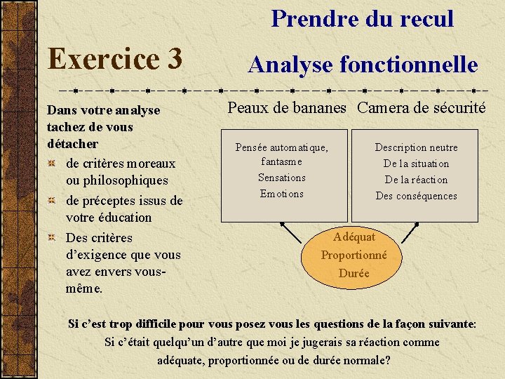 Prendre du recul Exercice 3 Dans votre analyse tachez de vous détacher de critères