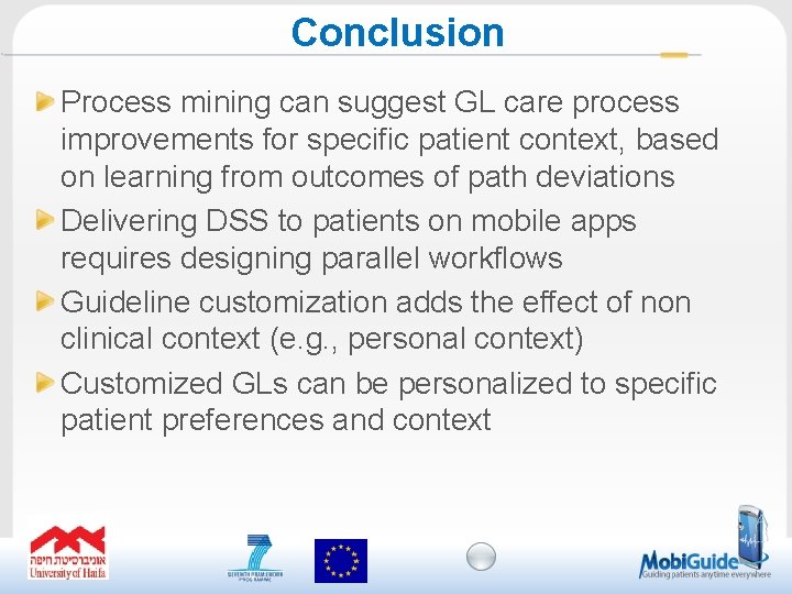 Conclusion Process mining can suggest GL care process improvements for specific patient context, based