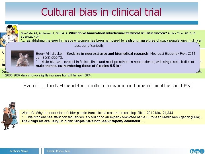Cultural bias in clinical trial Monforte Ad, Anderson J, Olczak A. What do we