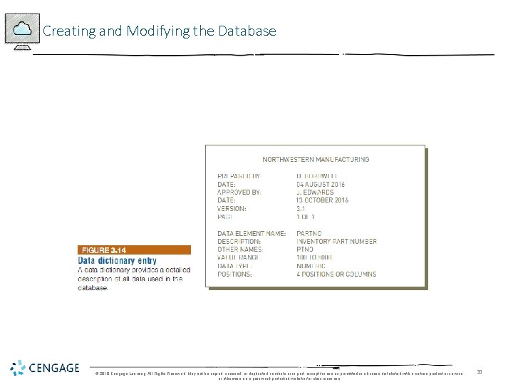 Creating and Modifying the Database © 2018 Cengage Learning. All Rights Reserved. May not