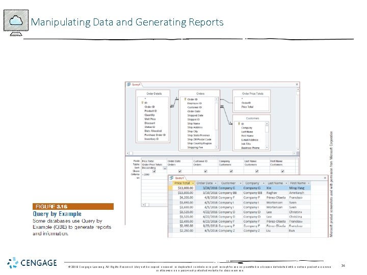 Manipulating Data and Generating Reports © 2018 Cengage Learning. All Rights Reserved. May not