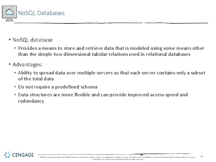 No. SQL Databases • No. SQL database • Provides a means to store and