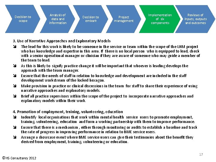 Decision to scope Analysis of data and information Decision to embark Project management Implementation Decision to scope Analysis of data and information Decision to embark Project management Implementation