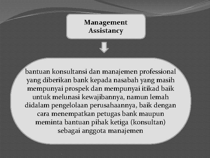 Management Assistancy bantuan konsultansi dan manajemen professional yang diberikan bank kepada nasabah yang masih