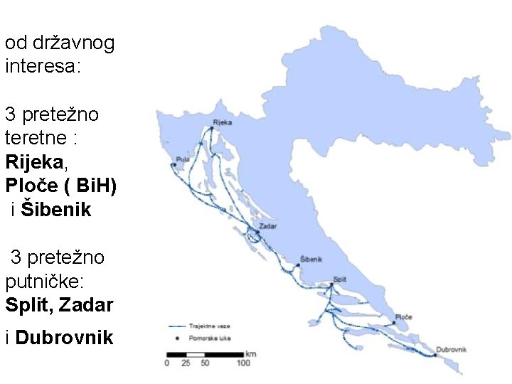 od državnog interesa: 3 pretežno teretne : Rijeka, Ploče ( Bi. H) i Šibenik od državnog interesa: 3 pretežno teretne : Rijeka, Ploče ( Bi. H) i Šibenik