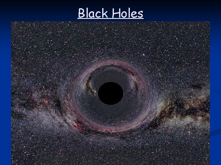 Black Holes n n Black holes are objects so dense that not even light