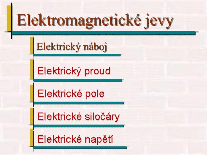 Elektrický proud Elektrické pole Elektrické siločáry Elektrické napětí 