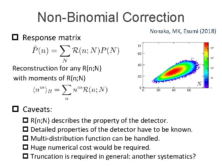 Non-Binomial Correction p Response matrix Nonaka, MK, Esumi (2018) Reconstruction for any R(n; N)