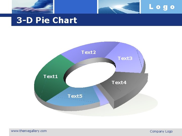 Logo 3 -D Pie Chart Text 2 Text 3 Text 1 Text 4 Text