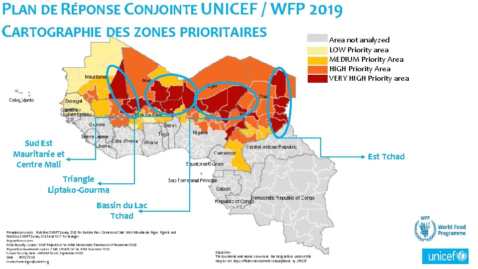 PLAN DE RÉPONSE CONJOINTE UNICEF / WFP 2019 CARTOGRAPHIE DES ZONES PRIORITAIRES Area not