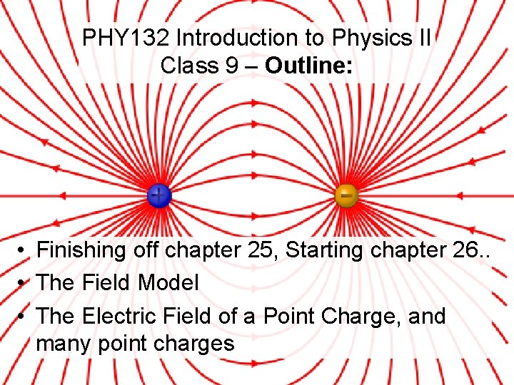 PHY 132 Introduction to Physics II Class 9 – Outline: • Finishing off chapter