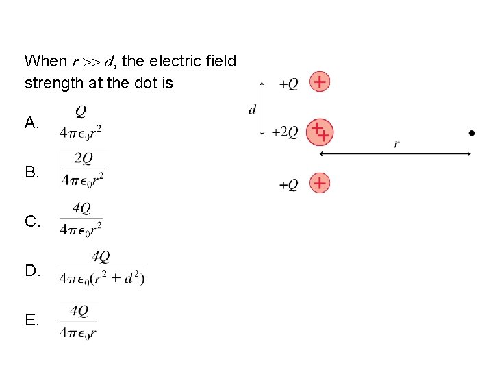 Quick. Check 26. 3 When r d, the electric field strength at the dot