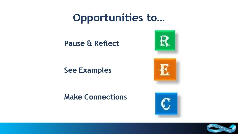 Opportunities to… Pause & Reflect See Examples Make Connections 2 Curriculum and Assessment Policy