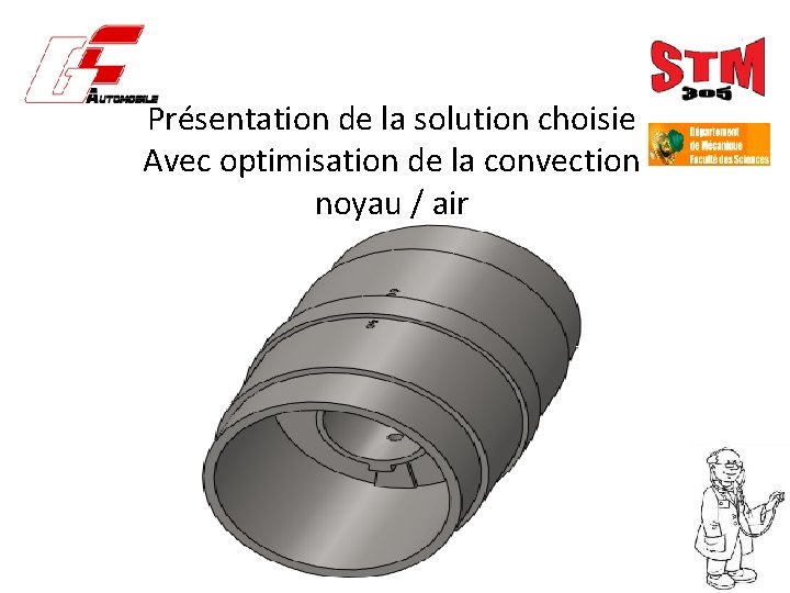 Présentation de la solution choisie Avec optimisation de la convection noyau / air 