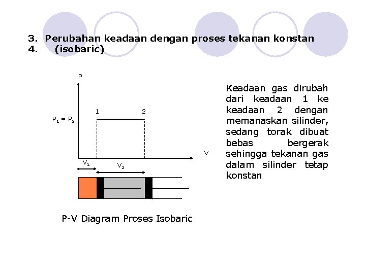 3. Perubahan keadaan dengan proses tekanan konstan 4. (isobaric) P 1 2 P 1