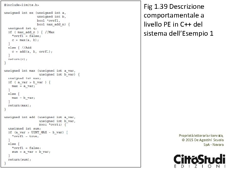 Fig 1. 39 Descrizione comportamentale a livello PE in C++ del sistema dell’Esempio 1