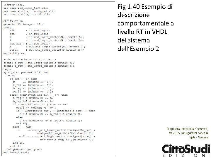 Fig 1. 40 Esempio di descrizione comportamentale a livello RT in VHDL del sistema