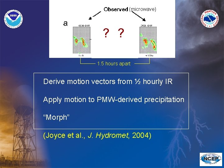 (microwave) ? ? 1. 5 hours apart Derive motion vectors from ½ hourly IR