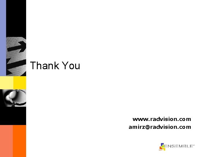 Thank You www. radvision. com amirz@radvision. com 