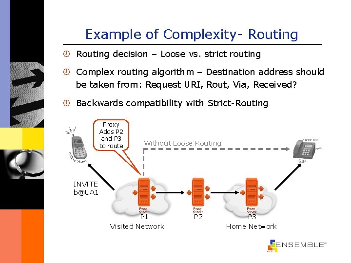 Example of Complexity- Routing ¾ Routing decision – Loose vs. strict routing ¾ Complex