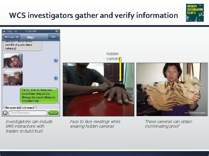 WCS investigators gather and verify information hidden camera Investigations can include SMS interactions with