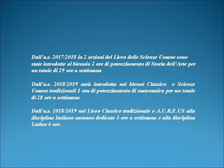 Dall’a. s. 2017/2018 in 2 sezioni del Liceo delle Scienze Umane sono state introdotte