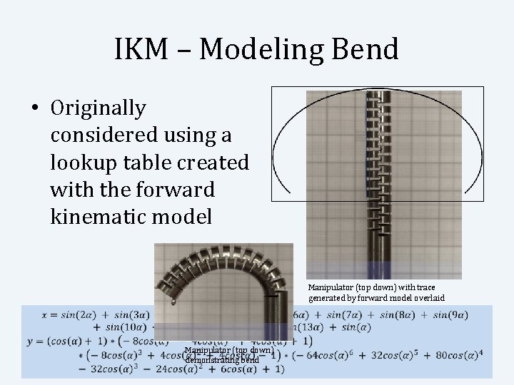 IKM – Modeling Bend • Originally considered using a lookup table created with the