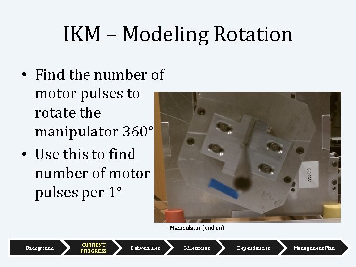 IKM – Modeling Rotation • Find the number of motor pulses to rotate the