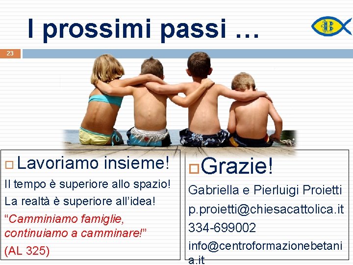 I prossimi passi … 23 Lavoriamo insieme! Il tempo è superiore allo spazio! La