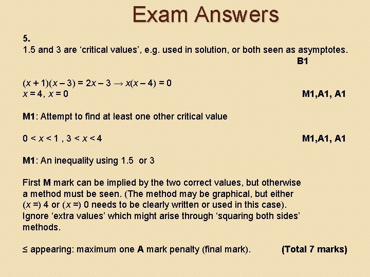 Exam Answers 5. 1. 5 and 3 are ‘critical values’, e. g. used in Exam Answers 5. 1. 5 and 3 are ‘critical values’, e. g. used in