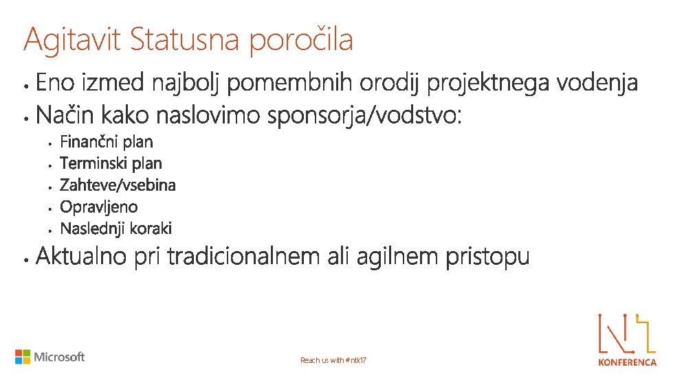 Agitavit Statusna poročila Reach us with #ntk 17 