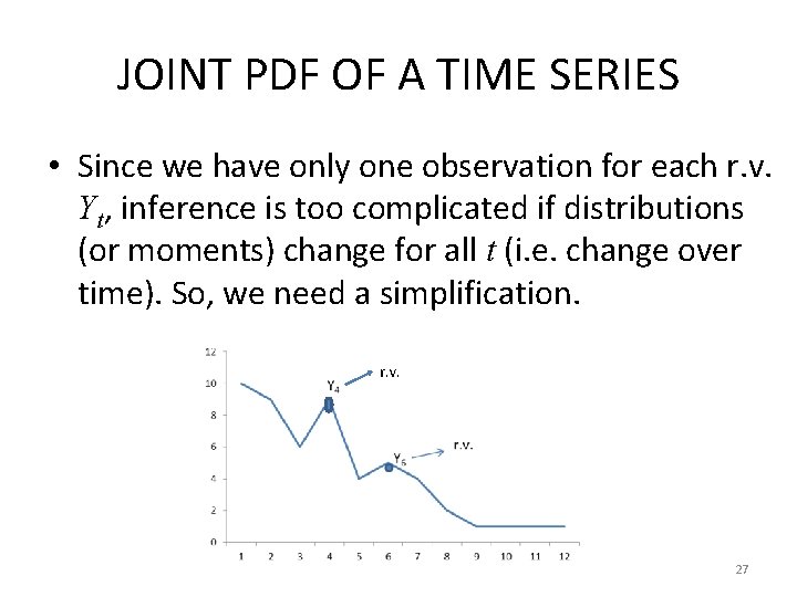 JOINT PDF OF A TIME SERIES • Since we have only one observation for