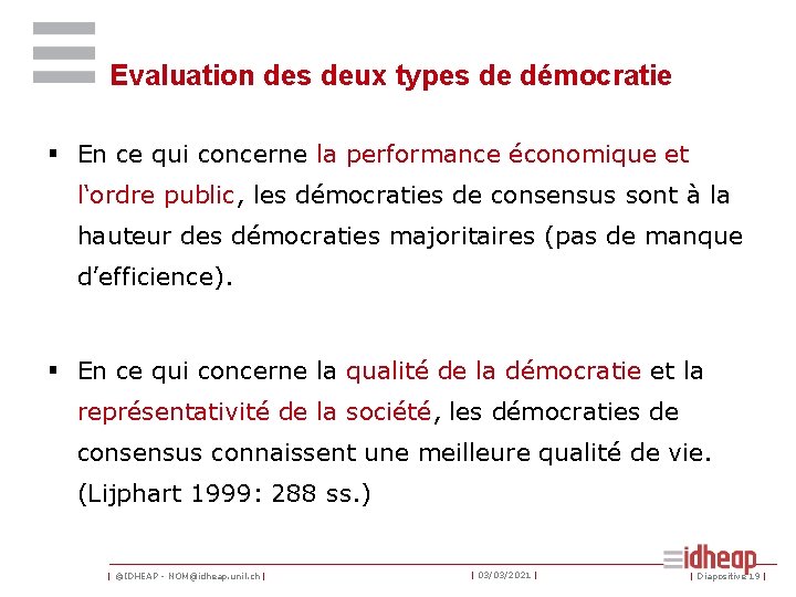 Evaluation des deux types de démocratie § En ce qui concerne la performance économique