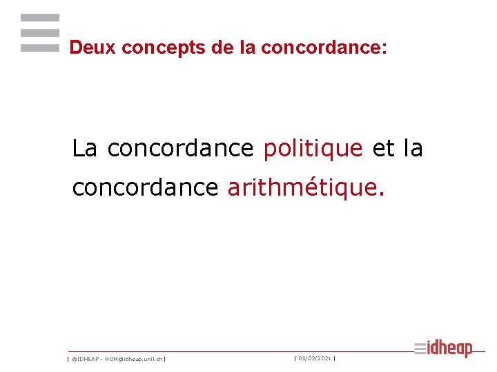 Deux concepts de la concordance: La concordance politique et la concordance arithmétique. | ©IDHEAP