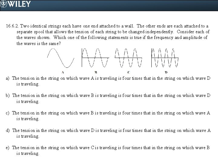 16. 6. 2. Two identical strings each have one end attached to a wall.