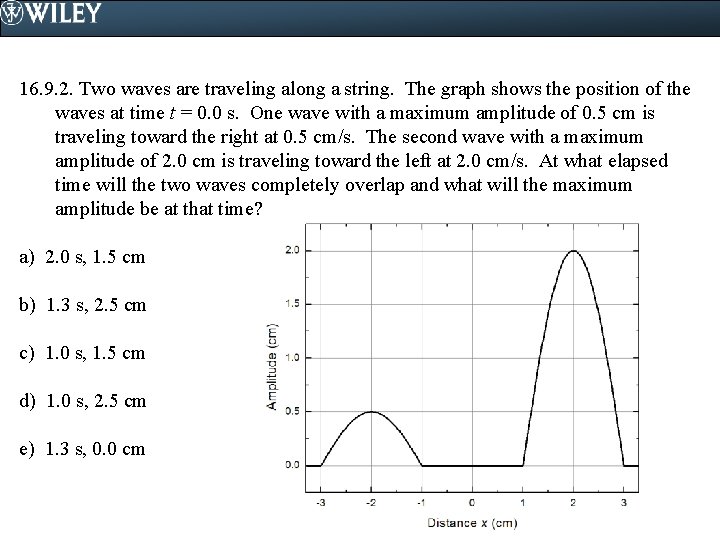 16. 9. 2. Two waves are traveling along a string. The graph shows the