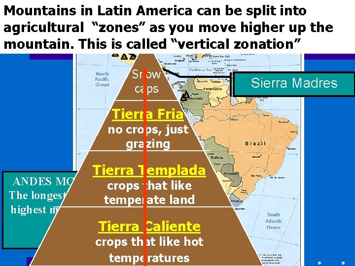 Mountains in Latin America can be split into agricultural “zones” as you move higher