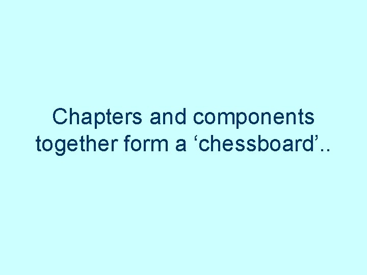 Chapters and components together form a ‘chessboard’. . Chapters and components together form a ‘chessboard’. .