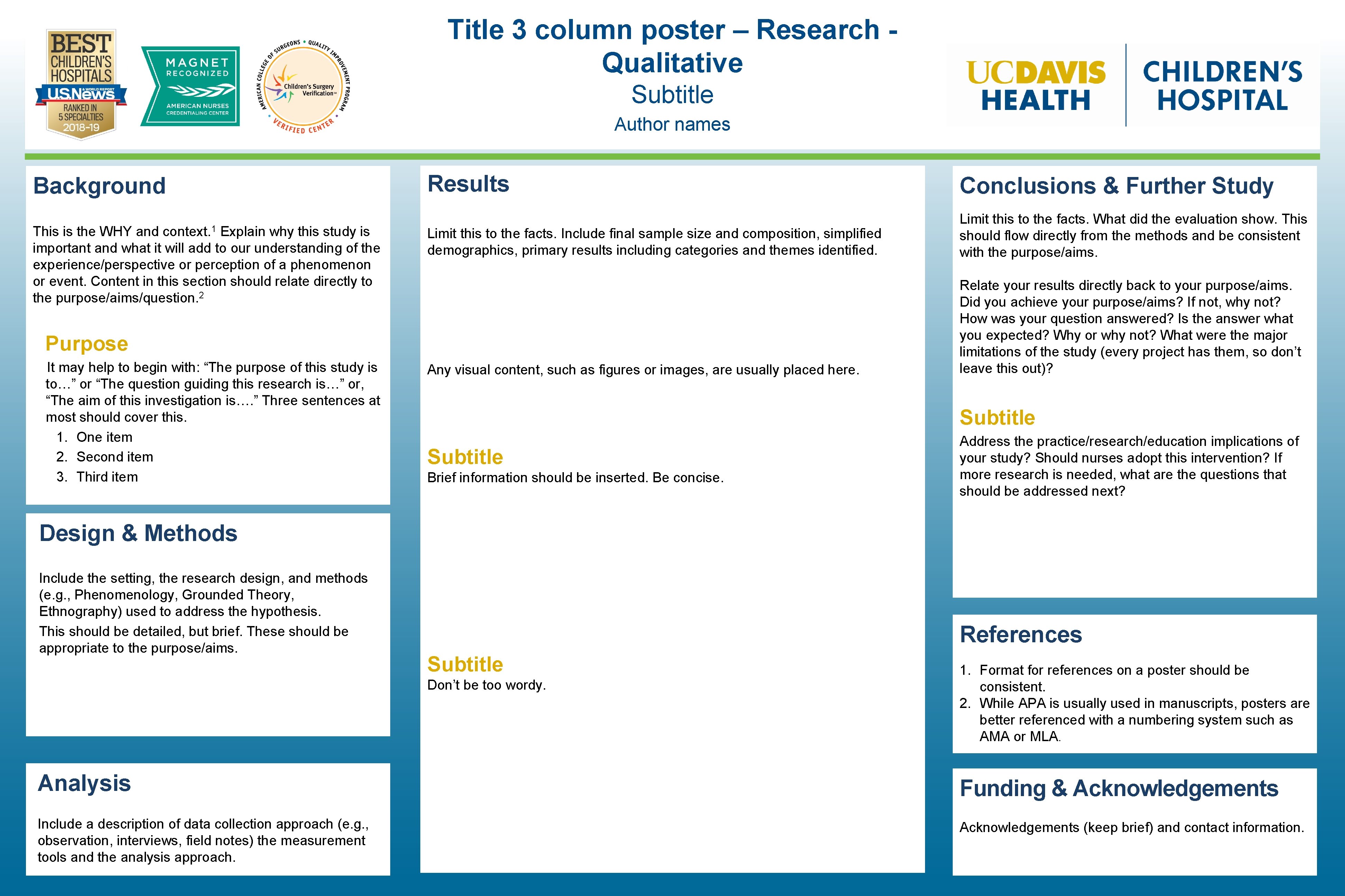 Title 3 column poster – Research Qualitative Subtitle Author names Background This is the