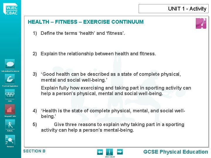 UNIT 1 - Activity HEALTH – FITNESS – EXERCISE CONTINUUM 1) Define the terms UNIT 1 - Activity HEALTH – FITNESS – EXERCISE CONTINUUM 1) Define the terms